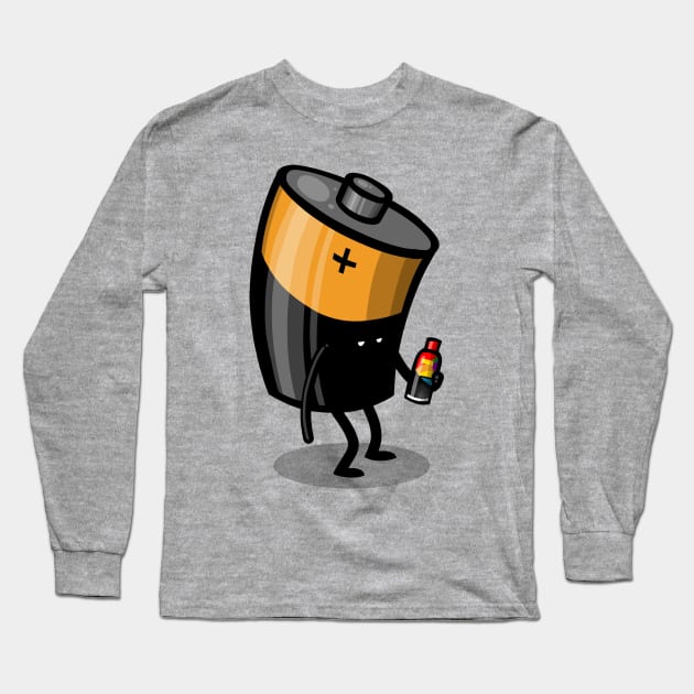 Drained Battery Long Sleeve T-Shirt by ArtisticDyslexia